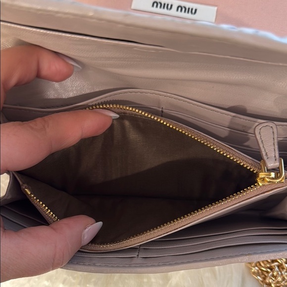 Miu Miu Gray Wallet with Gold Chain - Picture 11 of 14